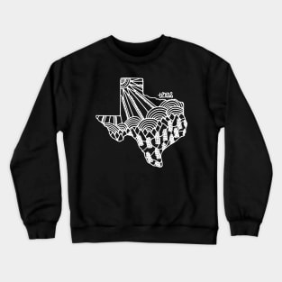 White Line Texas Mandala Zentangle State Outline Crewneck Sweatshirt